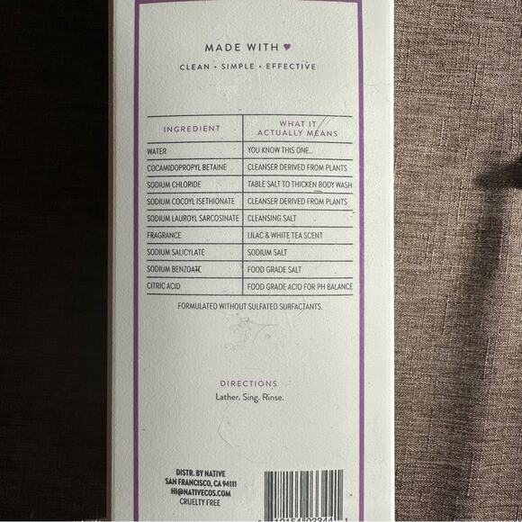 Native Lilac & White Tea Body Wash Clean, Simple, Effective 18 fl oz** NEW *** - Picture 4 of 6
